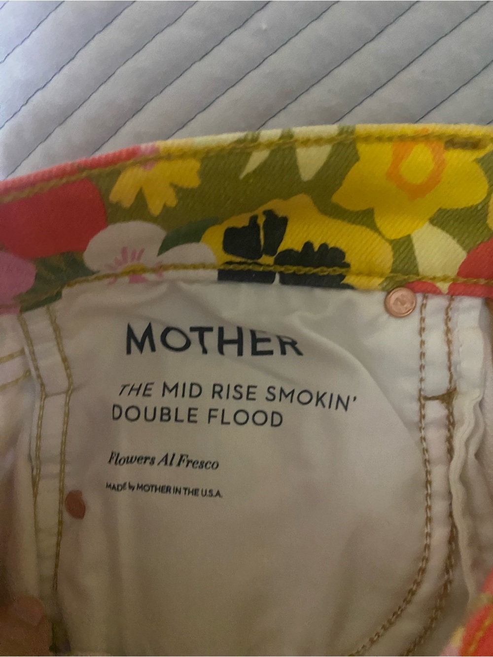 MOTHER The Mid Rise Smokin Double Flood Floral Ankle Jeans Size 25 - Picture 11 of 13